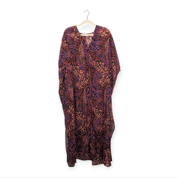Johnny Was Afeni Multicolor Animal Print Maxi Kaftan Coverup Size S - Picture 1 of 9